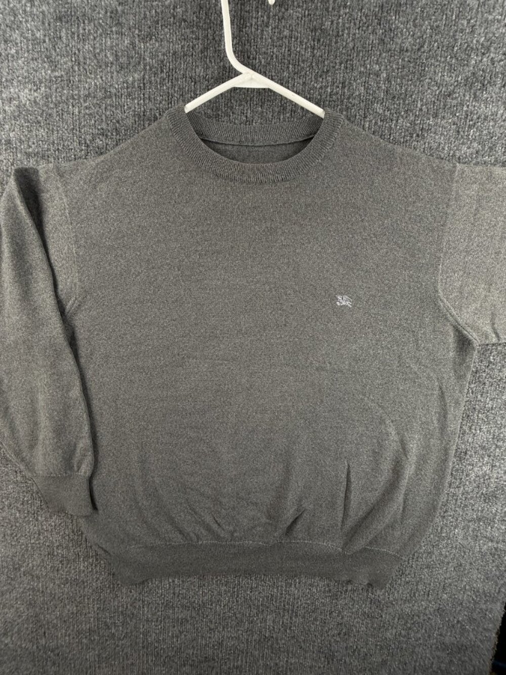 Burberry REBLIX Gray Long Sleeve Pullover Wool Acrylic Crew Neck Logo Large Knit